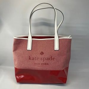 Kate Spade Ash Street Logo Tote Asphalt Red Triple Compartment